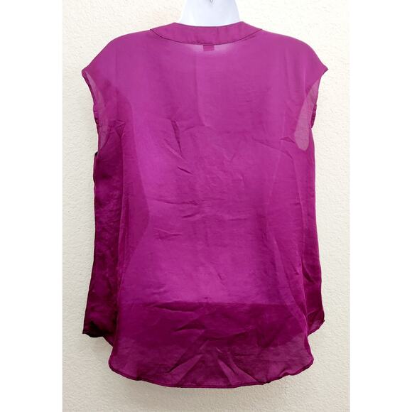 Coldwater Creek Purple Hidden Button Sleeveless Top XS Lightweight Pleated Soft - Picture 3 of 5